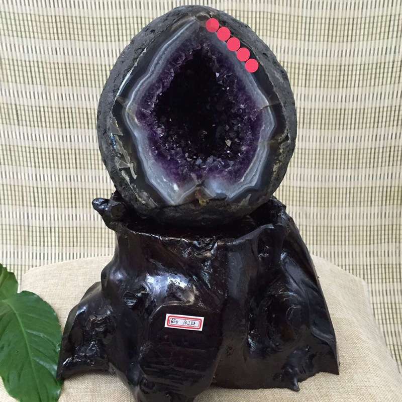 巴西天然紫晶洞摆件 聚宝盆原石紫水晶洞 玛瑙边裸石 原矿 原石洞