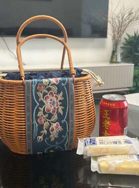 H15贝壳状椭圆形19X13X高16全高29cm 手提篮仿藤编时尚简约插花篮