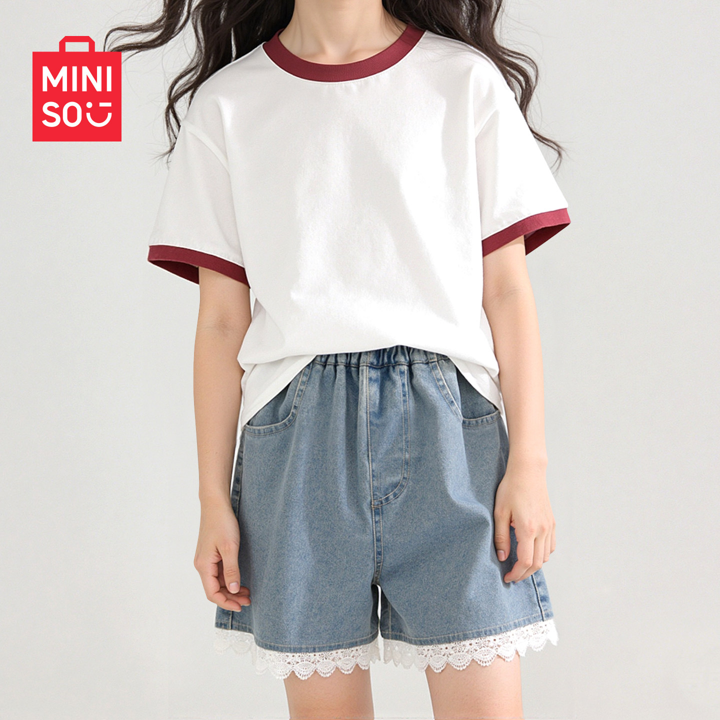 名创优品女童夏套装2026新款小孩子上衣漂亮童装女夏装儿童衣服C