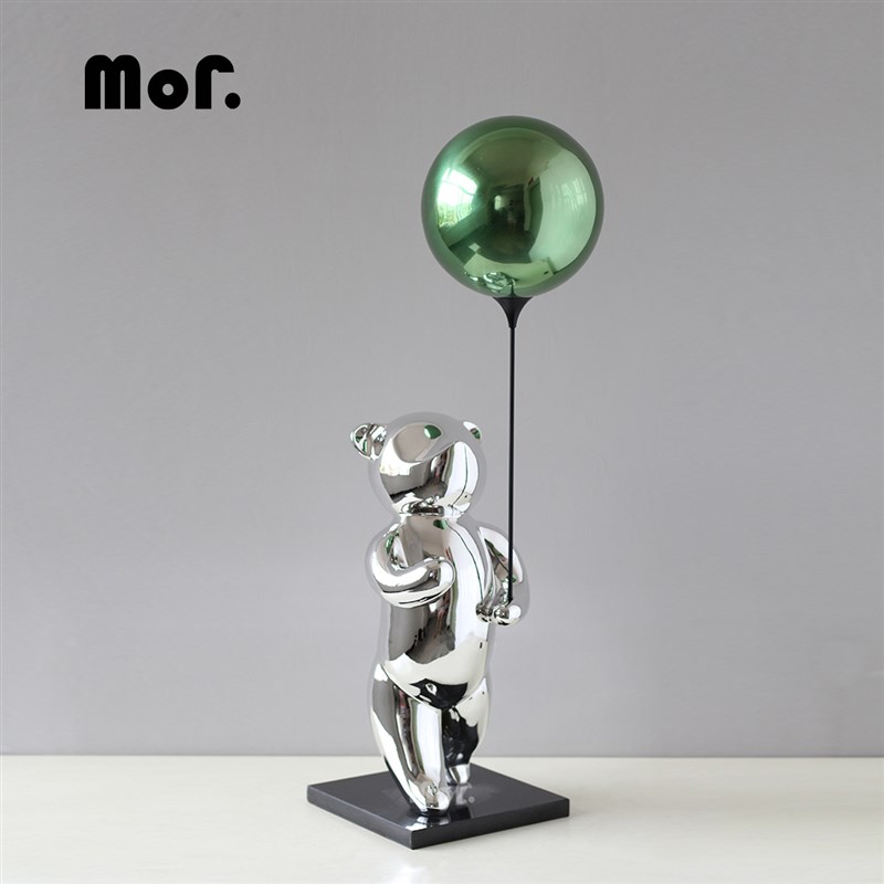 墨非 现代简约气球熊树脂金属摆件 样板间酒店儿童房民宿装饰物