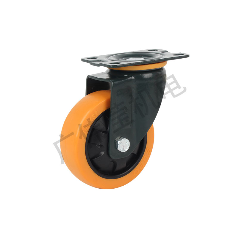 SUPO向荣脚轮3寸4寸5寸橙色聚氨酯双轴承静音万向轮轮子手推车轮