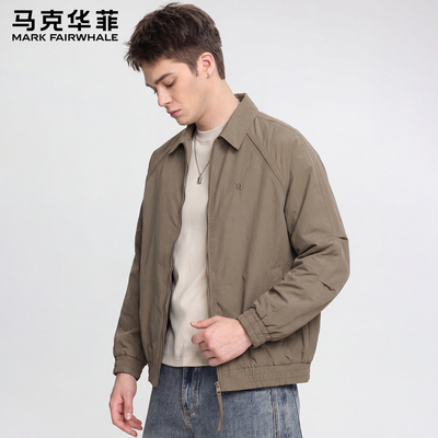 马克华菲春秋刺绣翻领夹克外套男