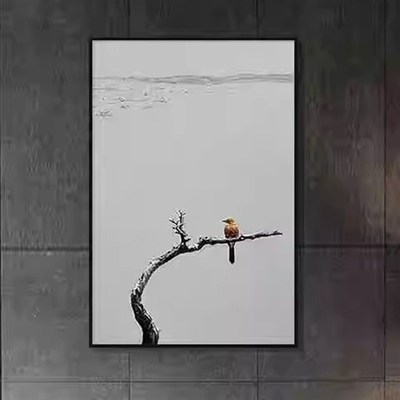 新款现代简艺抽象意式极简书房黑白艺术J意境装饰画客厅挂画玄关