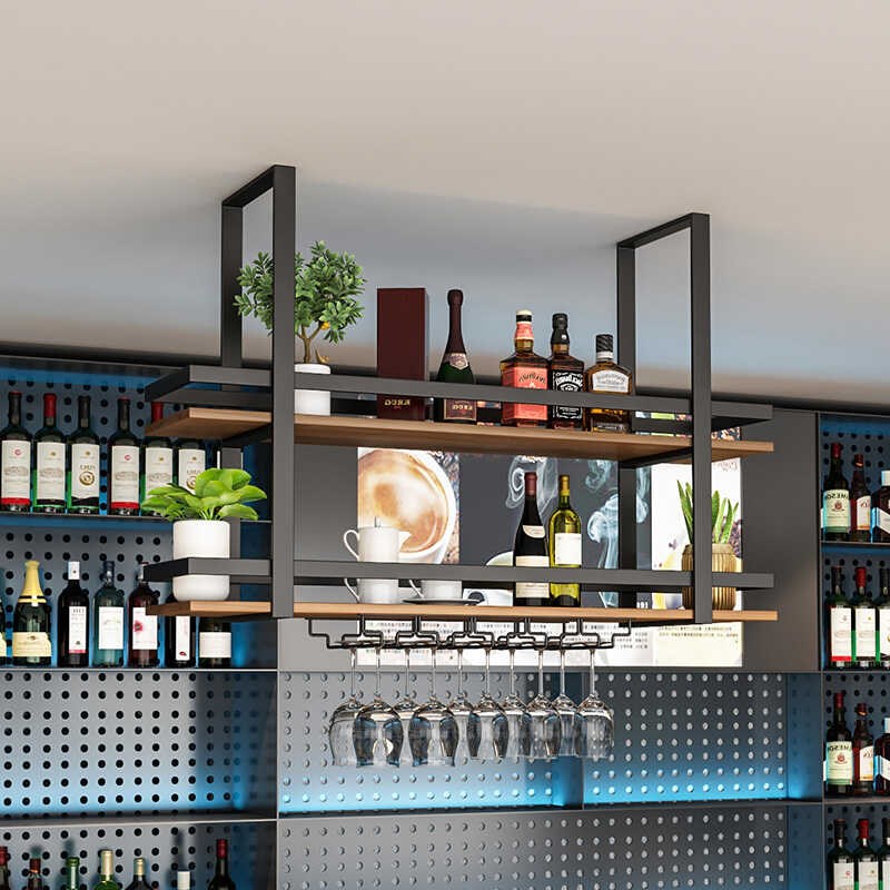 简约金属铁艺吊架置物架吧台餐厅酒吧厨房悬挂吊顶吊柜Z红酒架酒