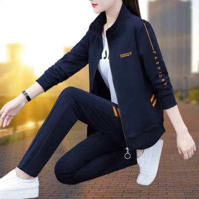 今年流行套装休闲运动女士2024年春秋新款宽松洋气V跑步服休闲时