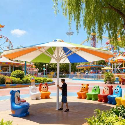 商用大型LED灯遮阳伞户外露台餐厅超大防晒伞景观夜间发光遮阳伞