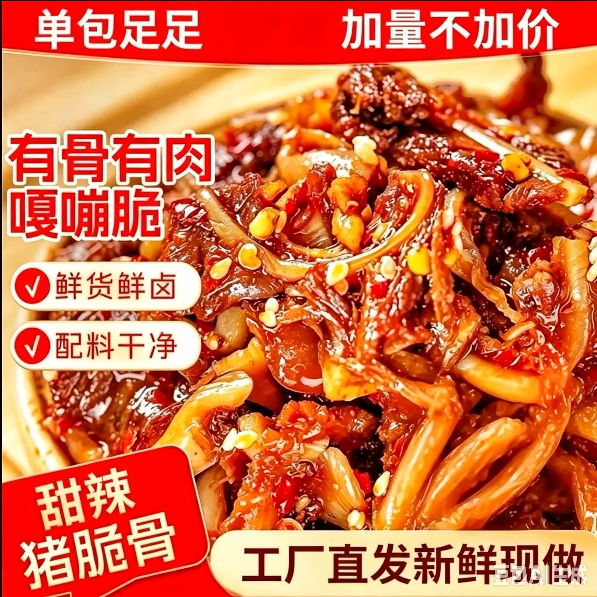 香辣猪脆骨条卤味开袋即食追剧下酒休闲解馋零食Y