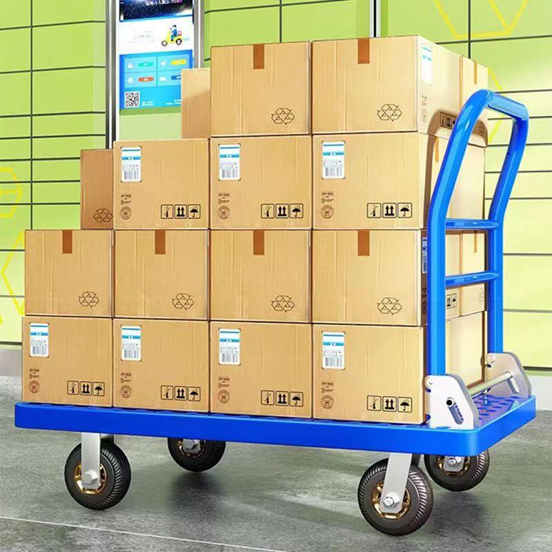 厂家100*65折叠五金铁板平板物流仓库工具手推车载重拖拉车