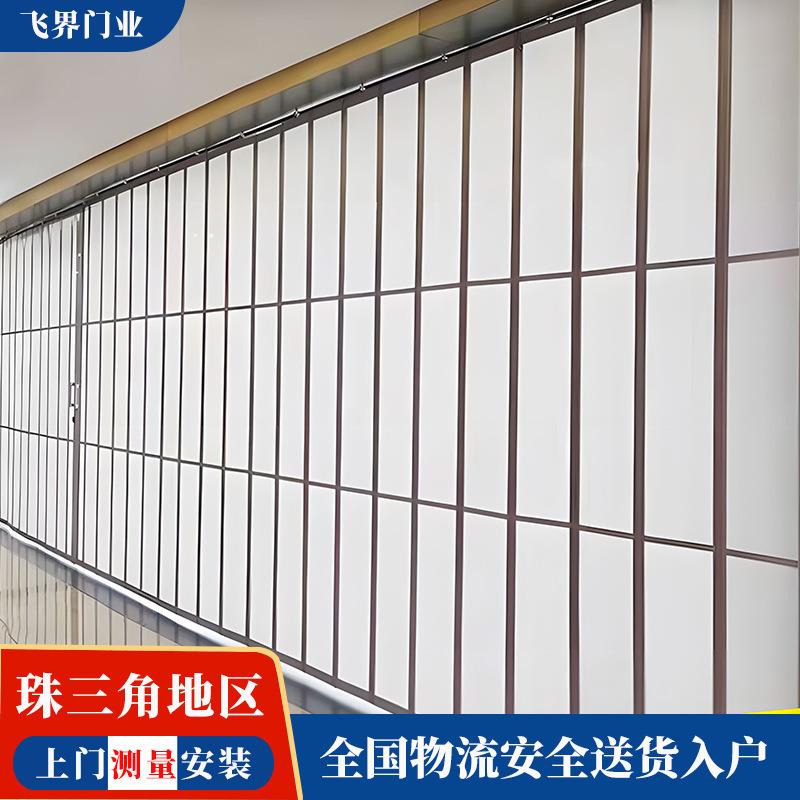 厂家直销铝合金水晶折叠门商铺直条透明折叠门收缩推拉水晶门