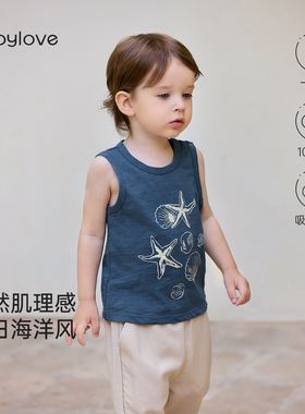 babylove宝宝背心t恤夏季无袖上衣婴儿纯棉洋气百搭夏装深海奇缘