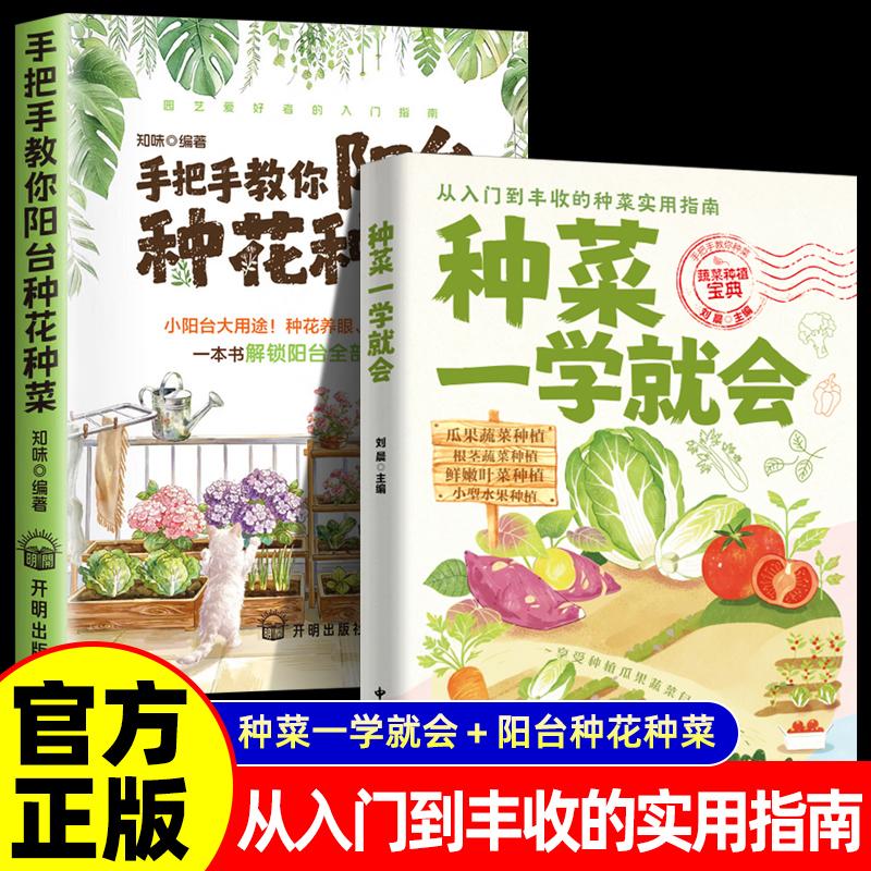 【可开票全新正版】全2册 种菜一学就会+手把手教你阳台种花种菜 蔬菜栽培技术 在家种出健康绿色好蔬菜 从零开始学种蔬菜 种菜一