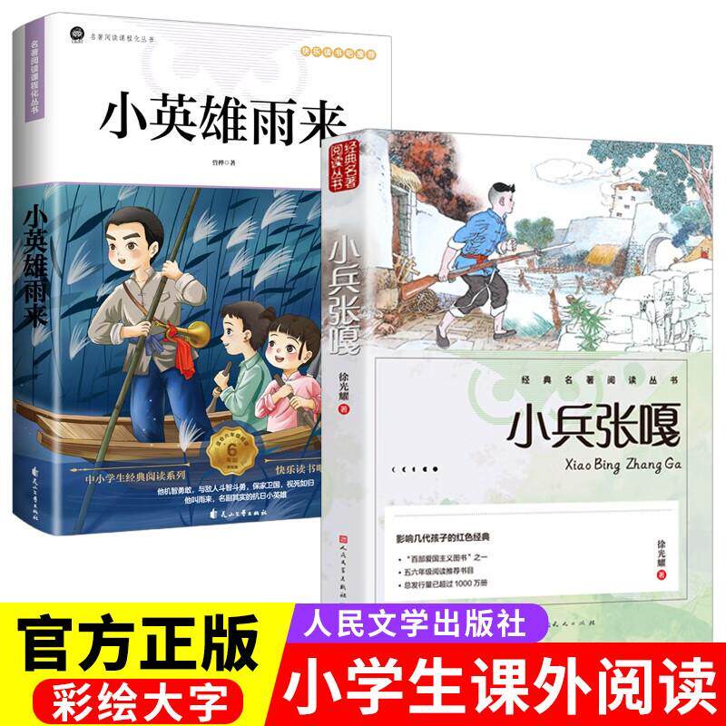 【可开票全新正版】全2册 小兵张嘎+小英雄雨来 小学生三四五六年级课外阅读少年儿童读物故事书励志书籍2019-10-01管桦花山文艺出