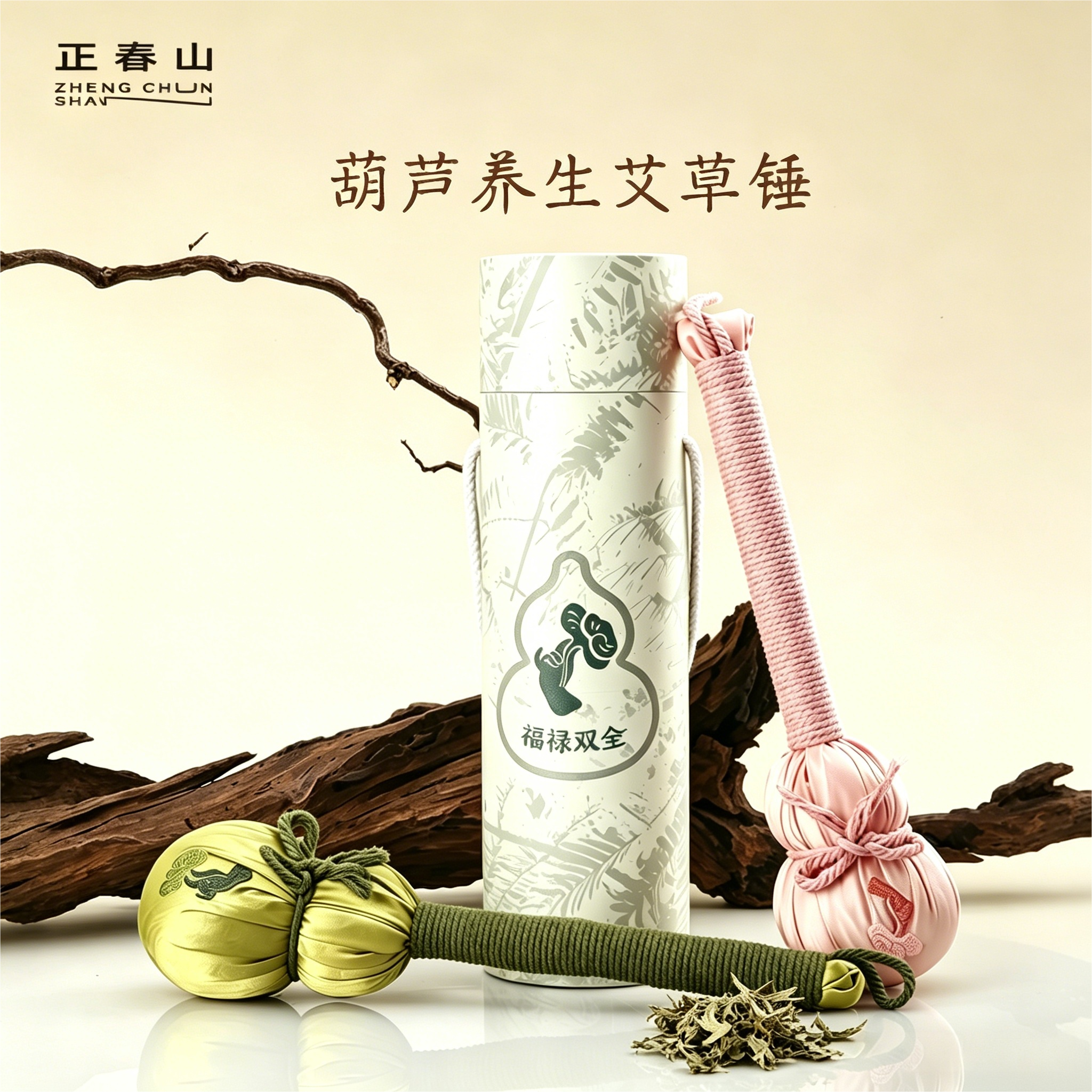 正春山文创粉色艾草锤端午伴手礼艾灸锤养生礼物妈妈按摩捶办公室