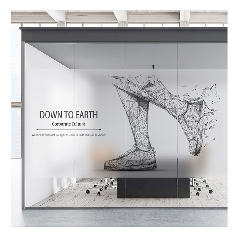 办公室简约装饰玻璃贴纸防窥视公司会议室文化墙隔断静电磨砂贴膜