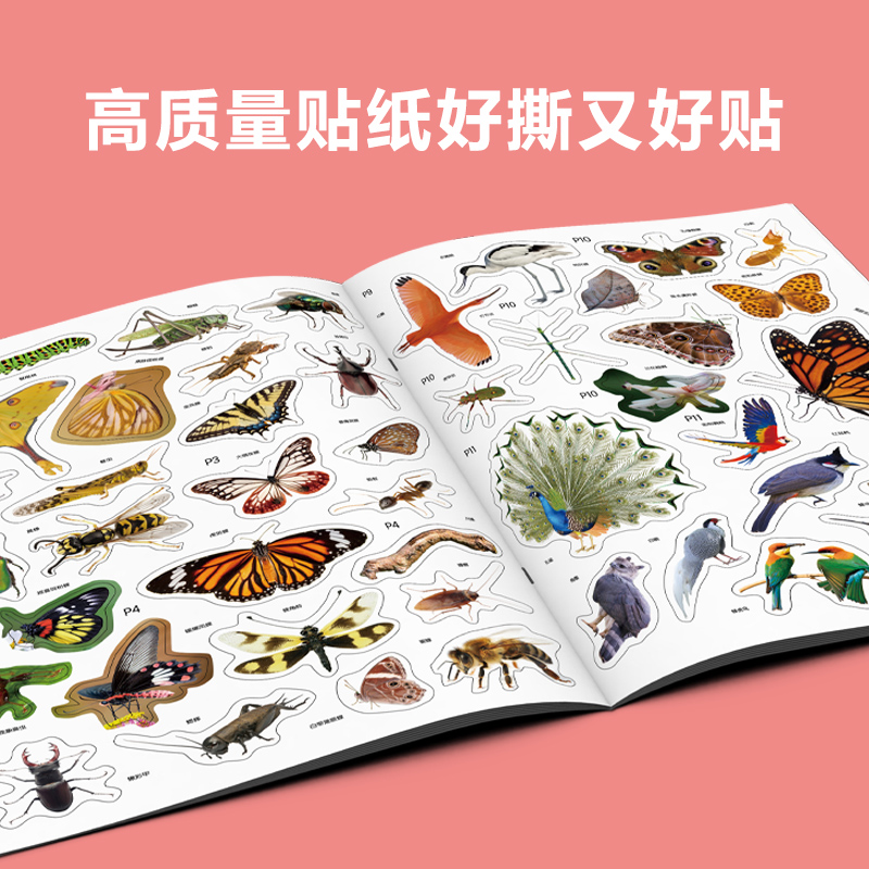 儿童卡通动物贴贴纸书2宝宝3幼儿园4岁5鸟类粘贴画早教益智力玩具