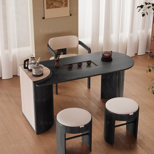 新中式阳台茶桌椅组合现代简约实木白蜡木小户型高端功夫茶台新款