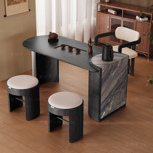 新中式阳台茶桌椅组合现代简约实木白蜡木小户型高端功夫茶台新款