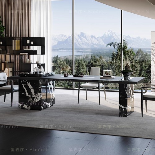 意式极简茶桌椅组合现代简约轻奢高级感办公室茶台茶桌椅套装