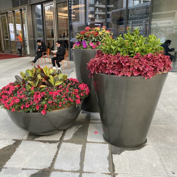 户外玻璃钢花盆商场开业花坛商业街异形花缸园林市政种植花箱花池