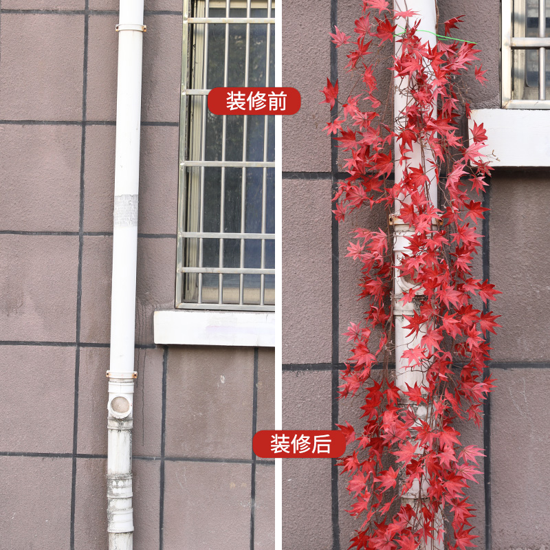 藤条装饰仿真红枫叶塑料假花绿树叶空调下水管道吊顶缠绕遮挡藤蔓