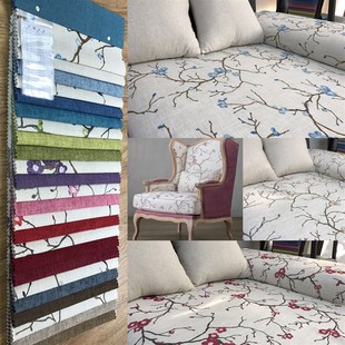 档棉麻印沙发布料 非绣梅面料 实木沙发靠垫坐垫欧式