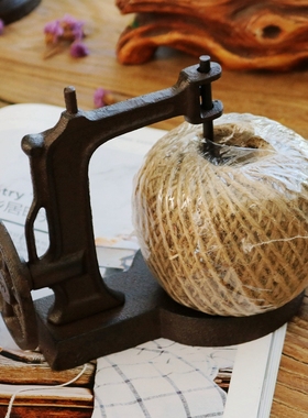中式创意个性复古怀旧铸铁艺缝纫机线轴麻绳家居软装饰桌面摆件