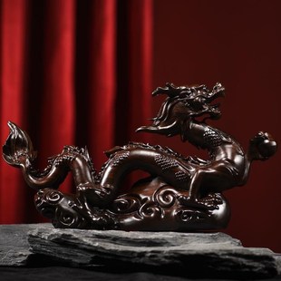 飾新居搬遷開業(yè)賀禮禮品 木雕擺件龍年生肖實木頭雕刻創(chuàng)意辦公司裝