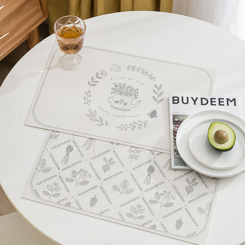 现代皮革餐垫餐桌碗垫防水防油免洗餐盘垫茶几杯垫防烫皮餐垫