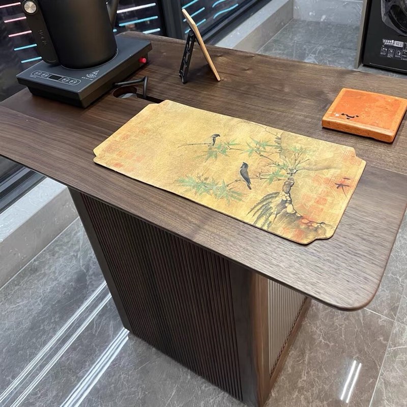 北美黑胡桃木小茶桌实木茶台可移动茶水柜阳台茶几沙发边家具定制