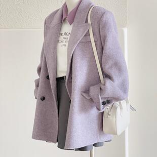 反季清仓紫色西装呢子大衣女秋冬2025年新款毛呢外套高级感小个子