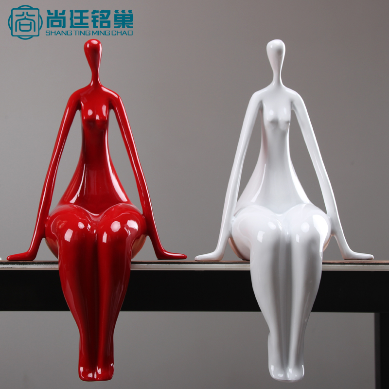 创意人物雕塑艺术品现代客厅酒柜书柜样板房软装装饰品