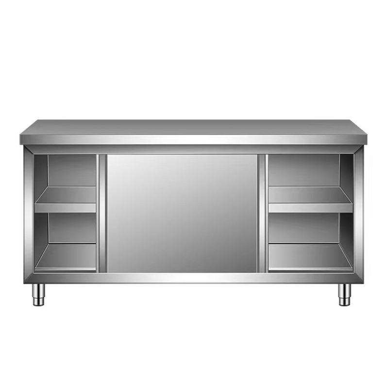 304特厚e不锈钢工作台厨房推拉门操作台家用商用厨房橱柜