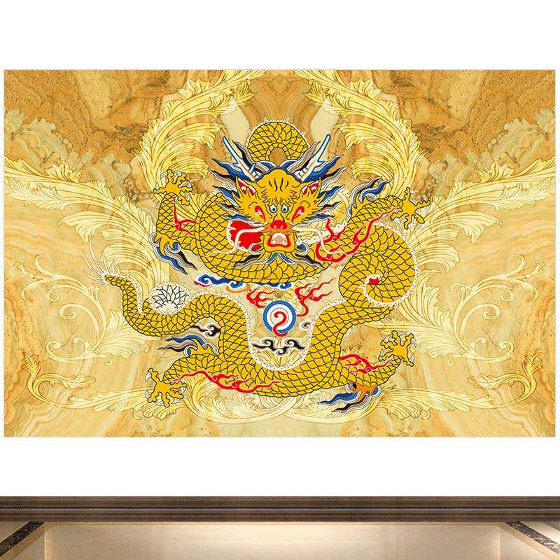 鸿运当头中国龙海报画佛堂中堂书房镇宅旺业动物画招财进宝自粘画