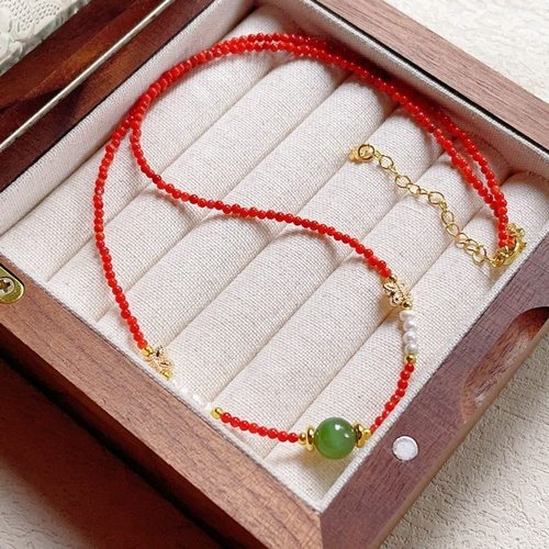 A7-50南红猫眼碧玉锁骨链项链