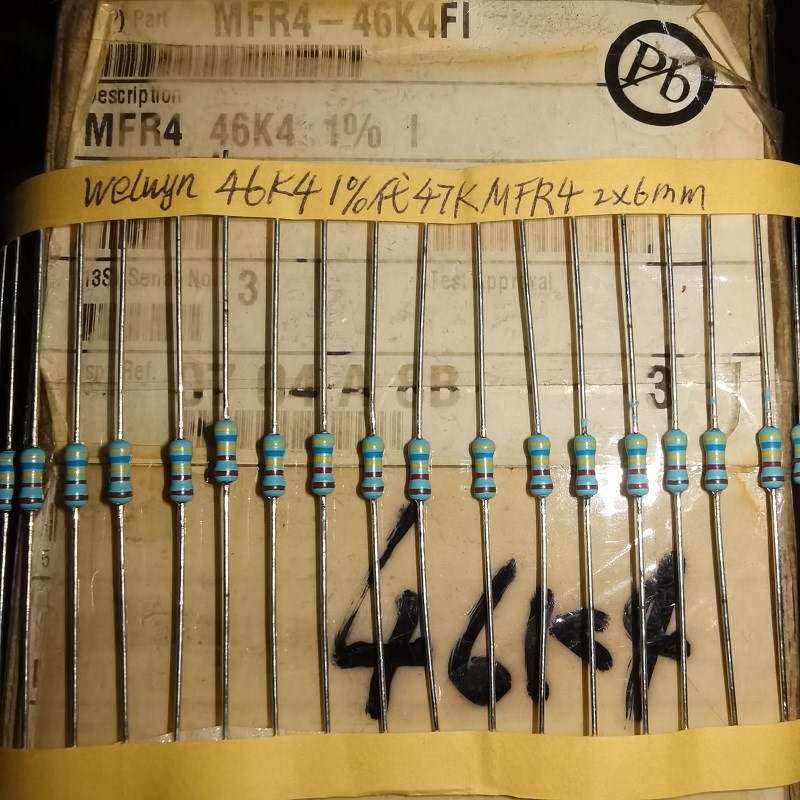 10个4元英国WELWYN 46.4K 1%代47K MFR4精密音频电阻2X6MM