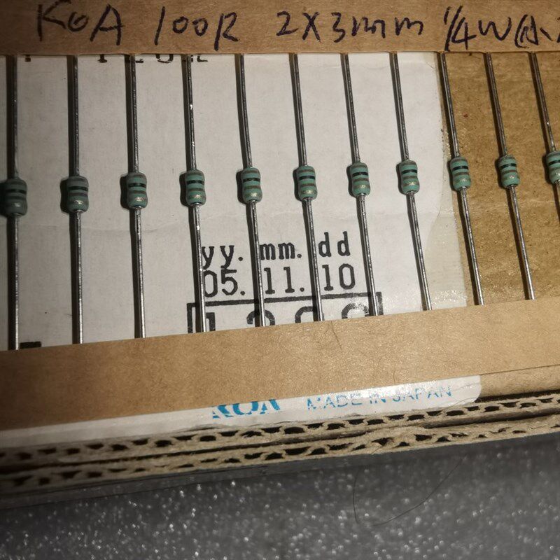 10个1.5元日本KOA 100R 0.25W粗铜脚小体积金属膜电阻2*4MM JAPAN