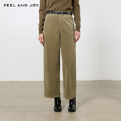 AND JOY2025新款 灯芯绒阔腿裤 FEEL 女秋冬复古高级感直筒休闲裤