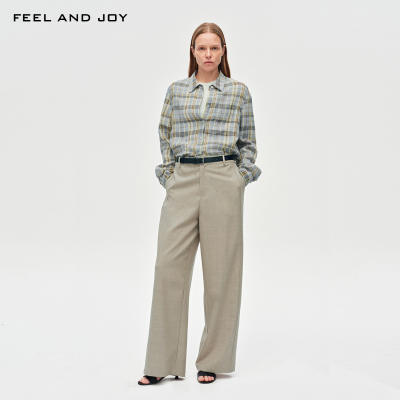 FEEL AND JOY100%精纺羊毛西装裤 干练垂顺长裤 通勤休闲裤