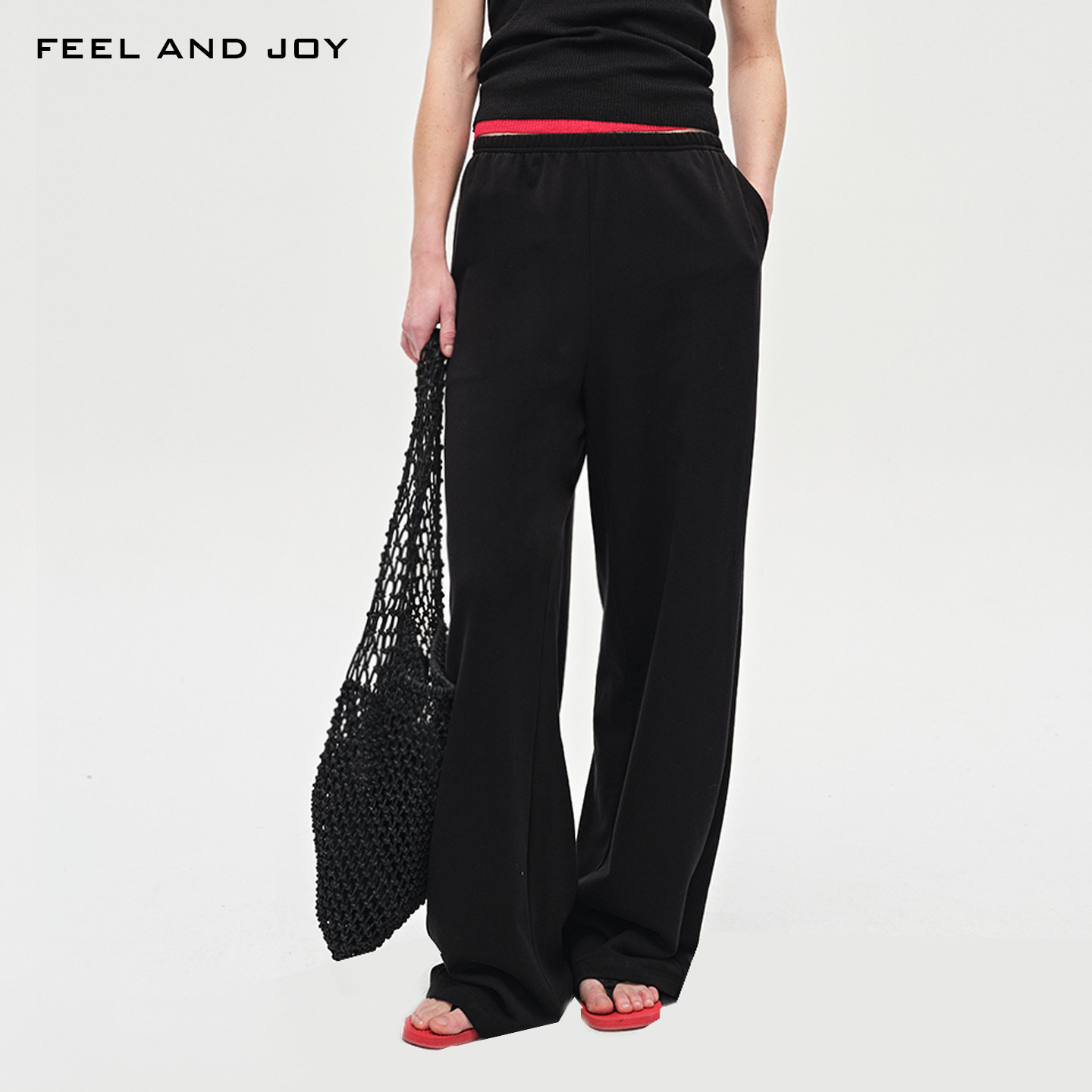 FEEL AND JOY埃及棉针织裤 简约舒适阔腿裤 极简通勤两穿休闲裤,女装/女士精品,休闲裤,淘宝优惠券,粉丝福利购,淘宝优惠卷