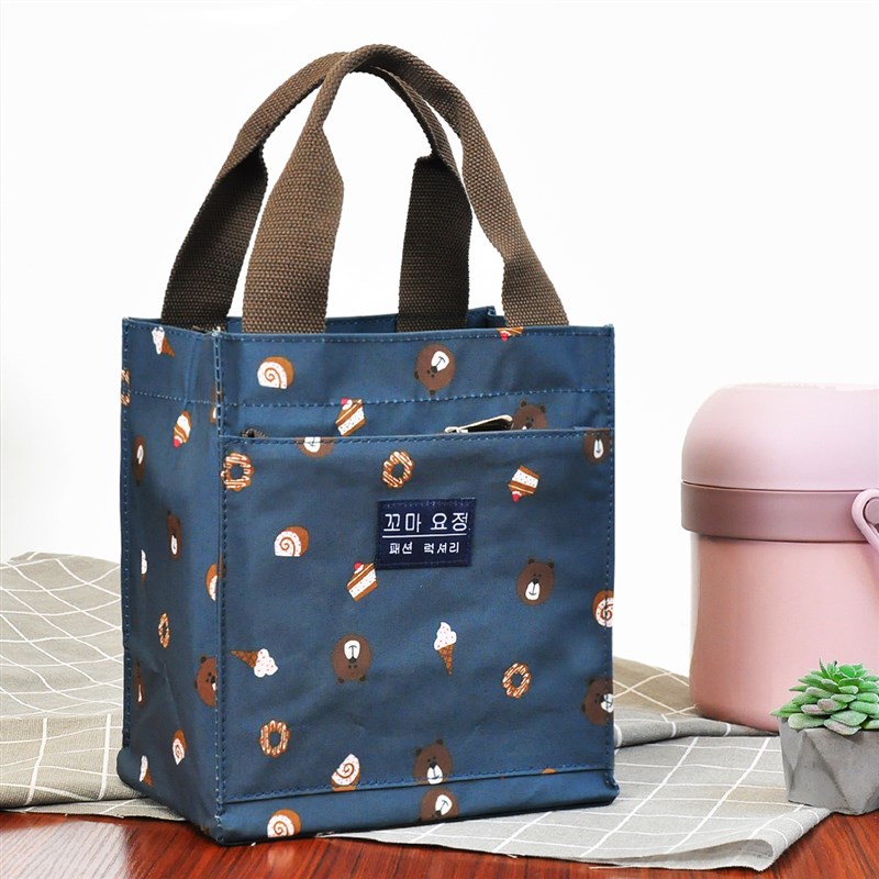 手提保温饭盒包铝箔午餐袋防水带饭包加厚帆布牛津布便当袋餐盒袋