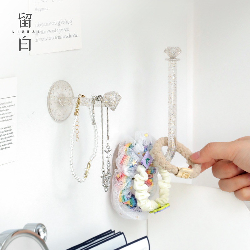 发圈收纳神器壁挂免打孔发饰首饰展示架墙面无痕粘钩发卡发夹挂钩