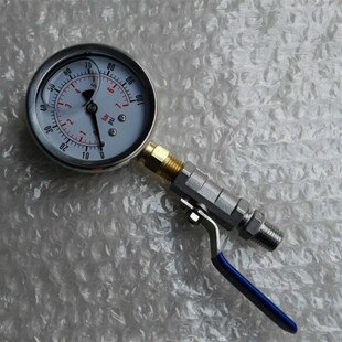 7bar/100psi 双刻度耐震压力表 直径61.5mm 含压力表安装配件 阀