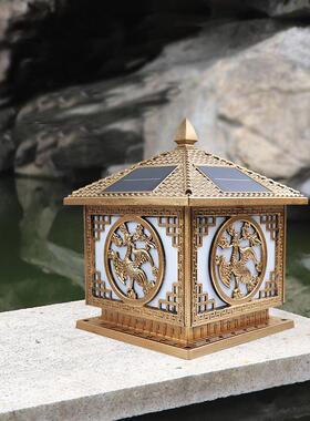 led太阳能凤凰荷花柱头灯户外墙头围墙门柱灯家用花园别墅庭院灯