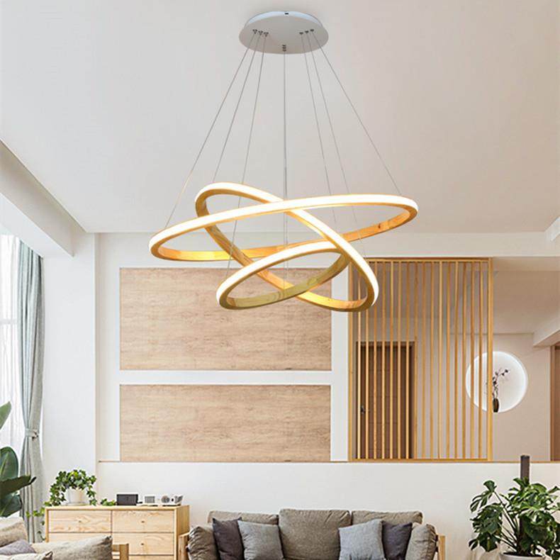 现代简约个性光环客厅吧台书房餐厅走廊实木餐吊灯D2020