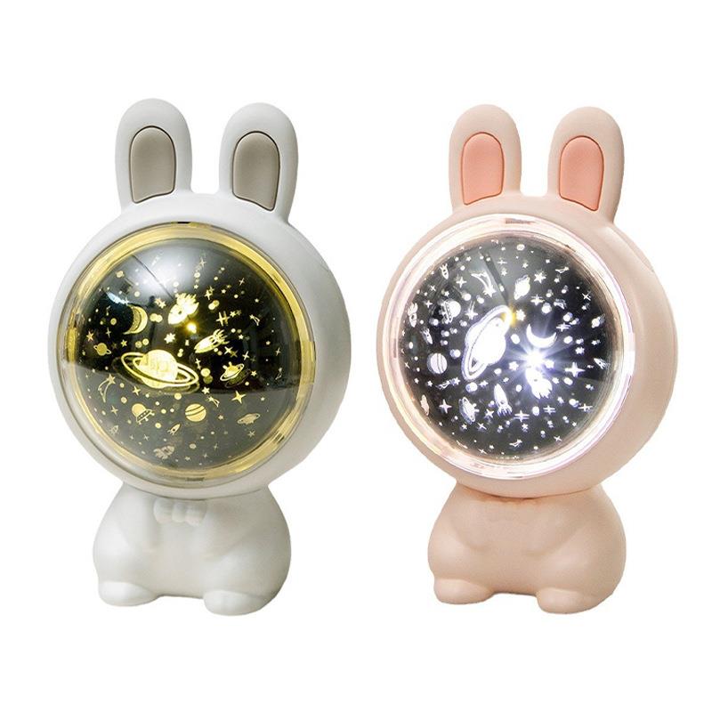 C42兔子投影夜灯卡通萌宠树脂桌面摆件多图案氛围室内投影小夜灯
