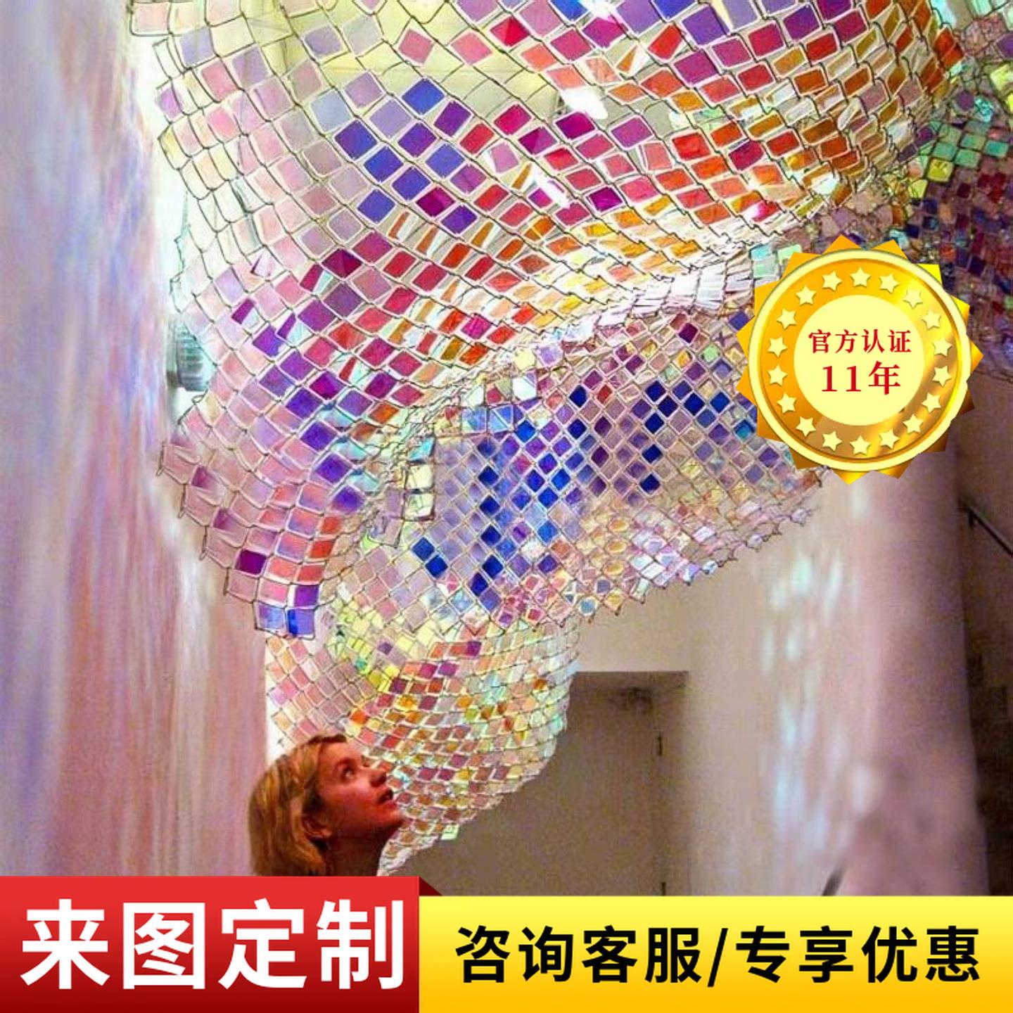 酒店宴会厅商场中庭彩色艺术飘带吊灯会所餐厅过道走廊大厅灯具