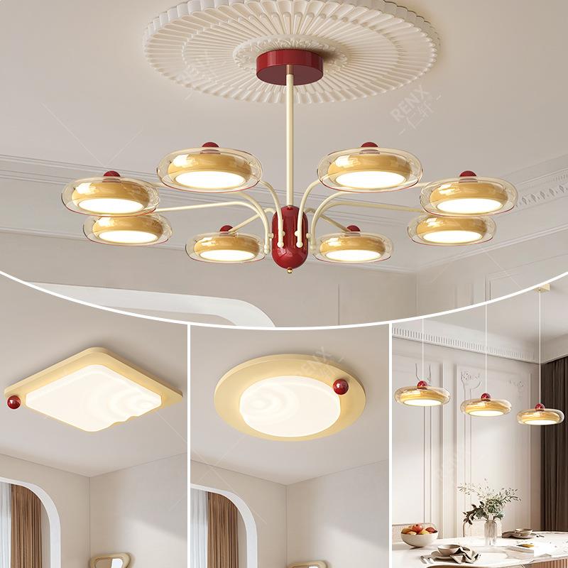 法式奶油风吊灯客厅灯高级感中古风主厅灯2025新款设计师分子灯具