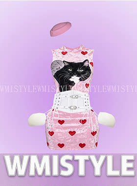 女团韩舞爱心猫咪连衣裙套装