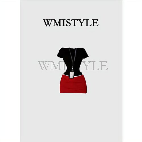 欧洲WMISTYLE设计 纯欲dj秘书紧身T恤包臀裙套装
