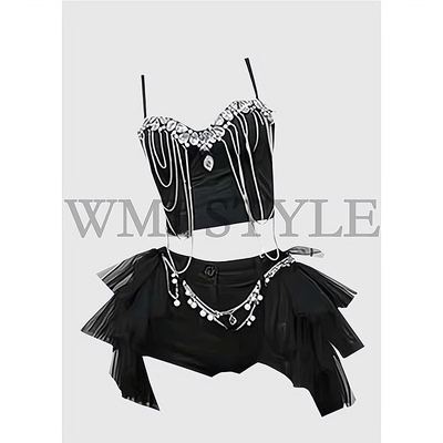 gogo舞台演出服重工镶钻套装